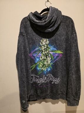 Diamond Supply Co. Black Washed Hoodie w Multicolor Diamond Jungle BOYS 420